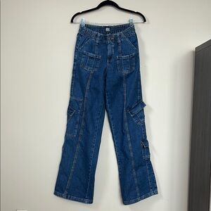 BDG Women's Flare Blue Cargo Jeans